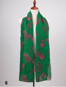 LINEN SCARF, SKULL 2 XL